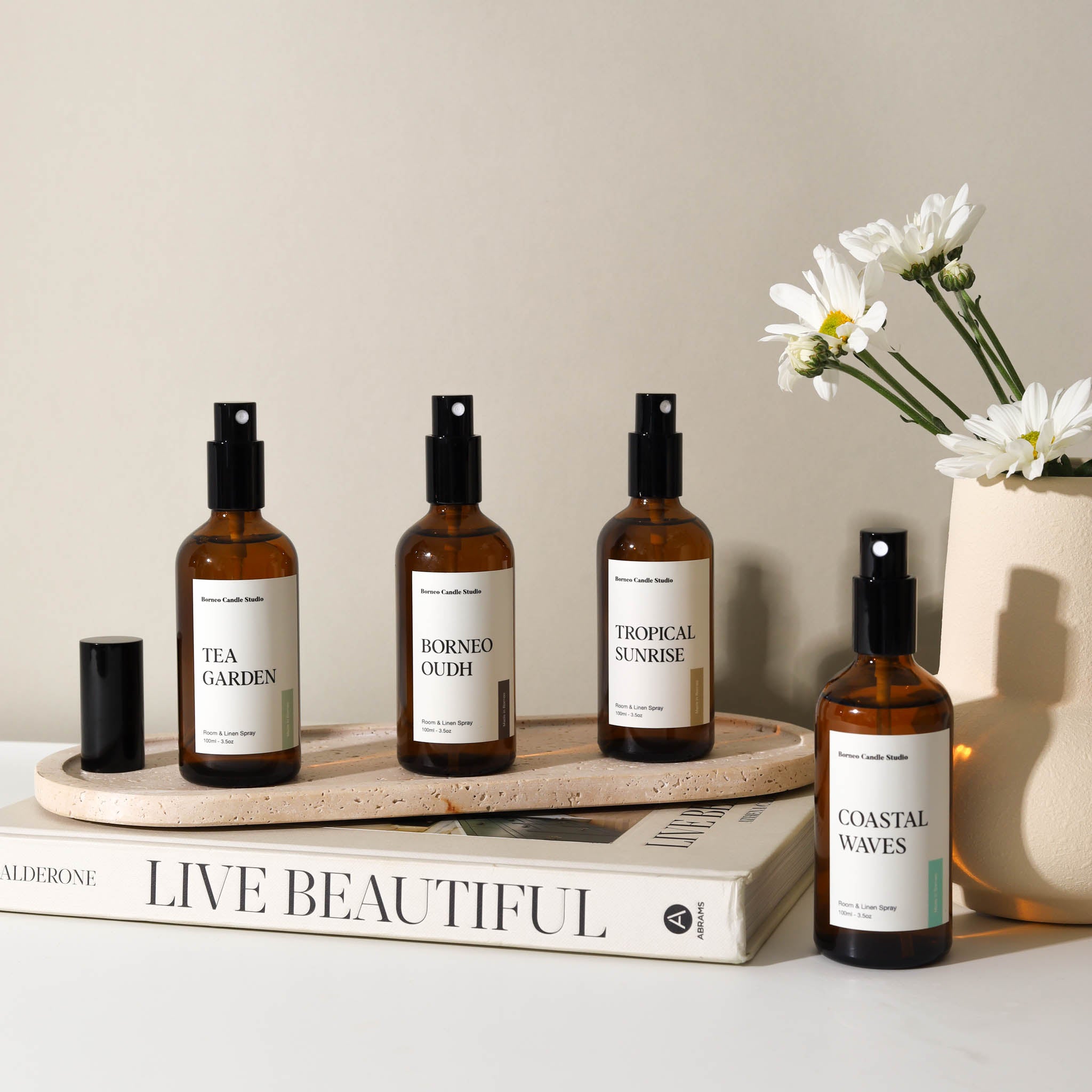 A collection of linen and room sprays by Borneo Candle Studio Malaysia