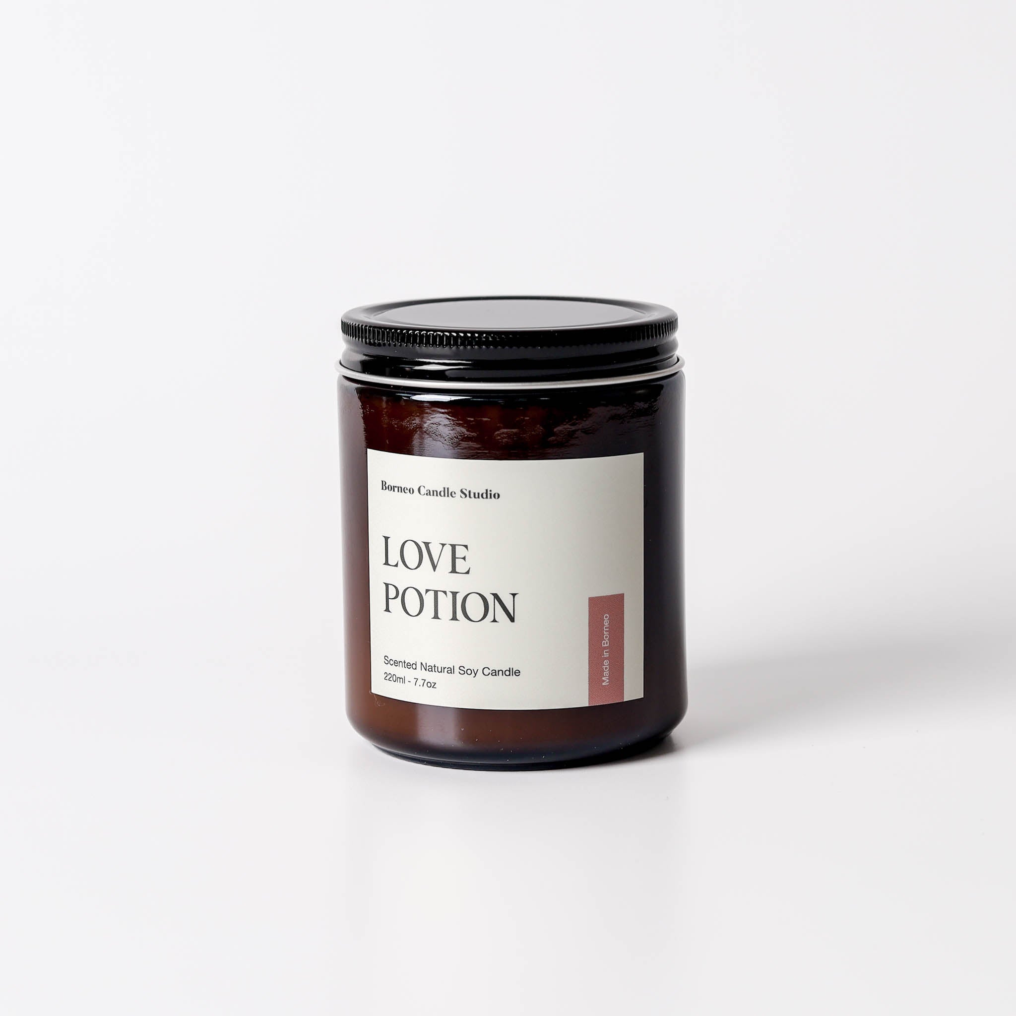 Love Potion Soy Candle - grape, neroli, jasmine scented candle in 7.7 oz amber glass jar