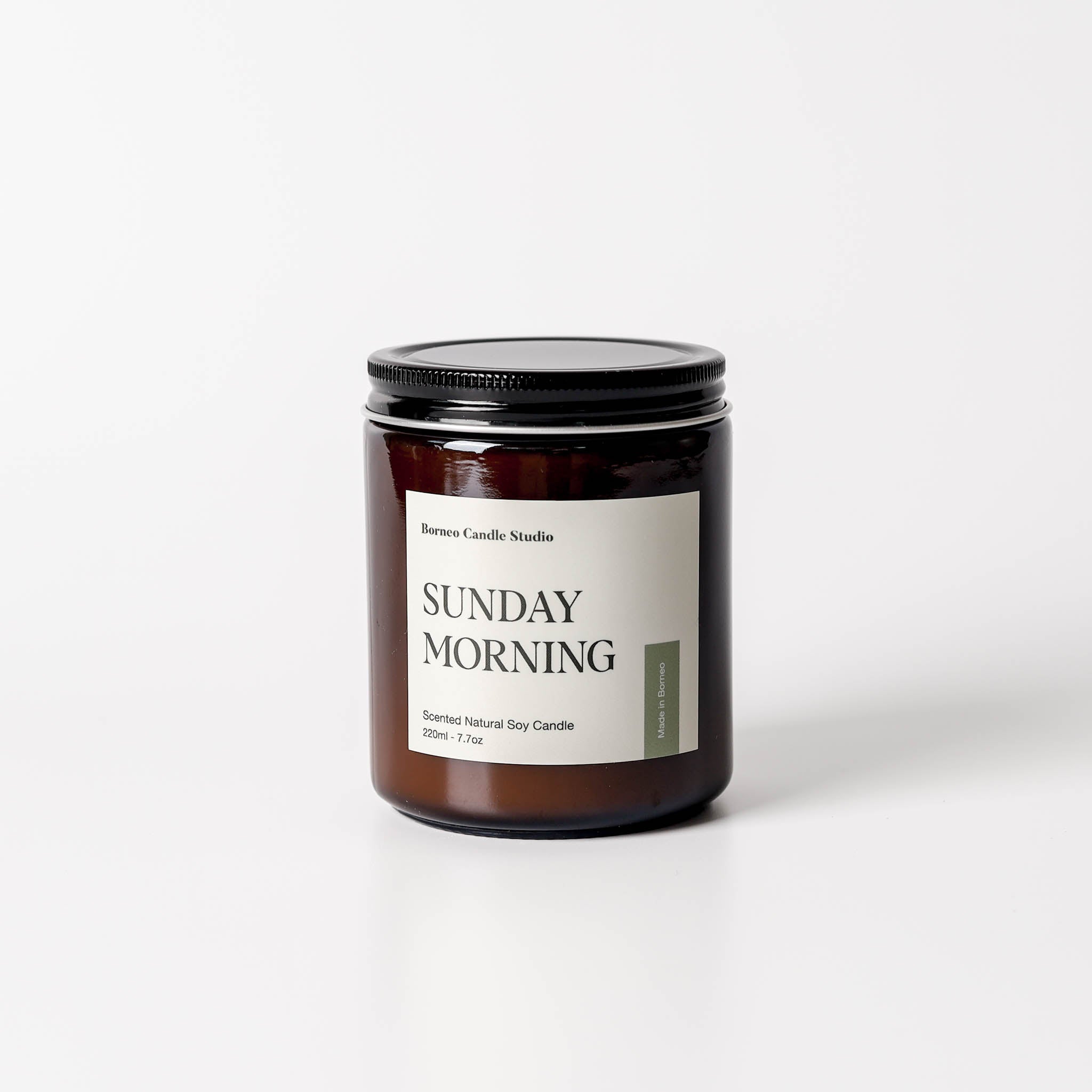 Sunday Morning soy candle with sage, amber, and cedarwood scented candle