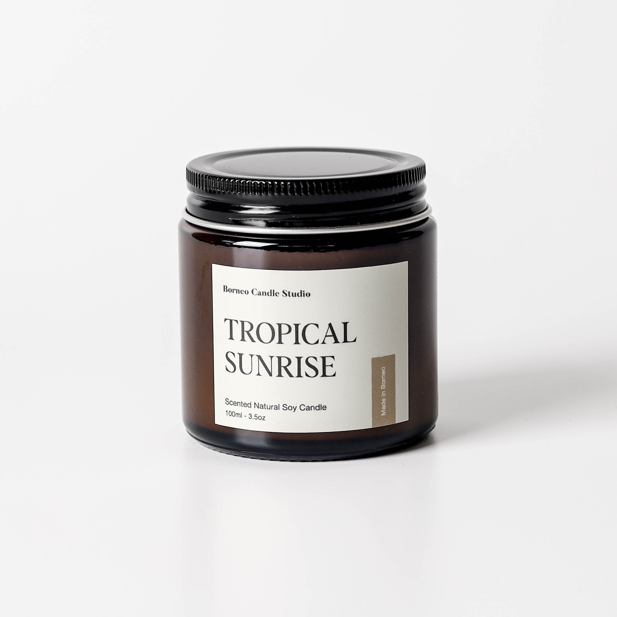 Tropical Sunrise scented candle with lemongrass, lime, geranium soy candle