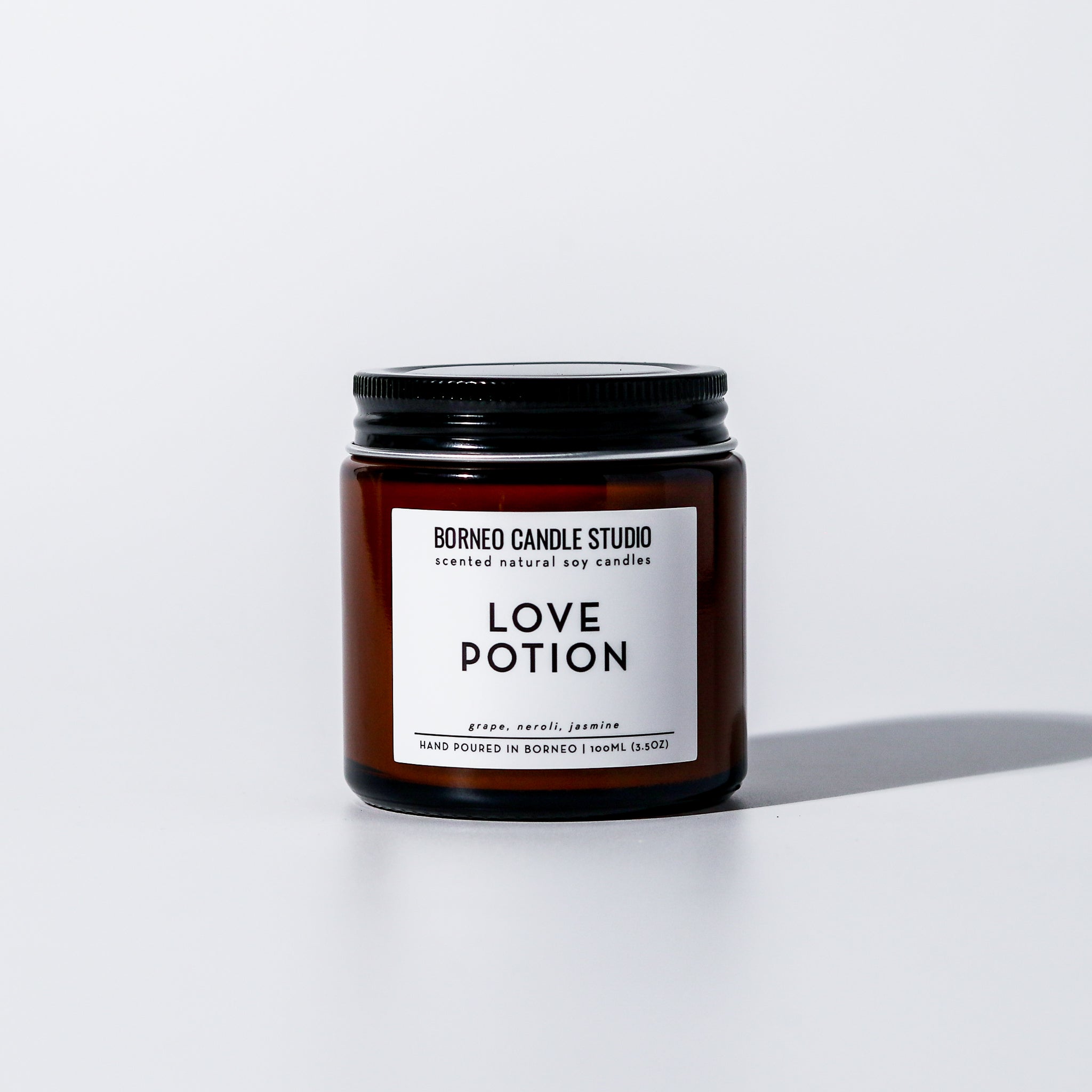 Love Potion Soy Candle - grape, neroli, jasmine scented candle in 3.5 oz amber glass jar